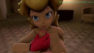 Princess Peach fucks and sucks a nice Big Cock for a Creampie